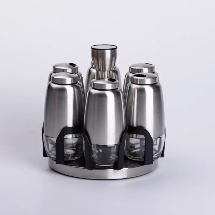 Набір баночок для спецій 6 шт 15х15х16 см карусель для зберігання спецій (HP-1300) - изображение 1