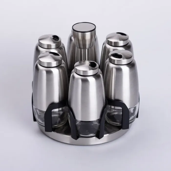 Набір баночок для спецій 6 шт 15х15х16 см карусель для зберігання спецій (HP-1300) - изображение 3