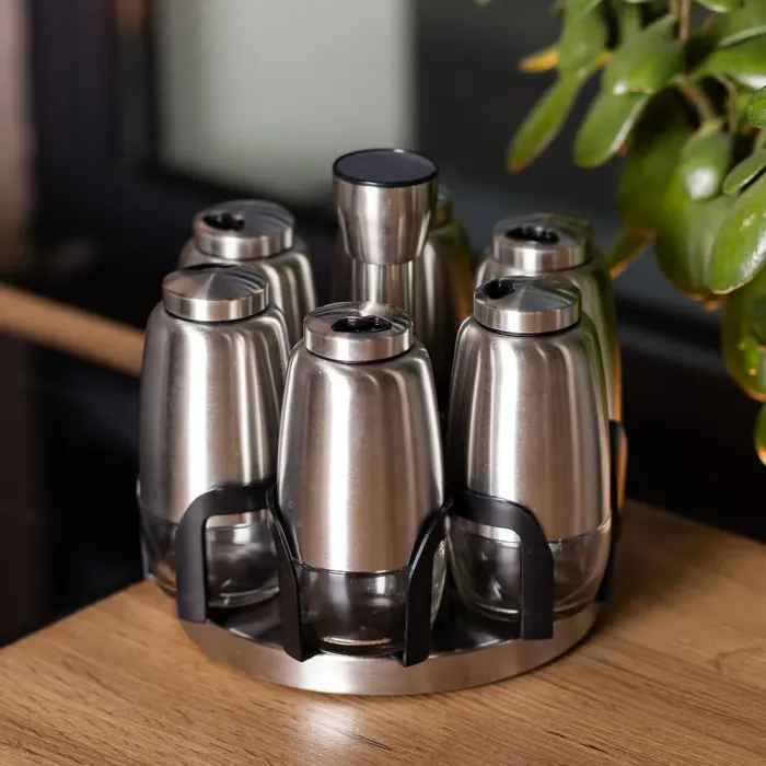 Набір баночок для спецій 6 шт 15х15х16 см карусель для зберігання спецій (HP-1300) - изображение 5