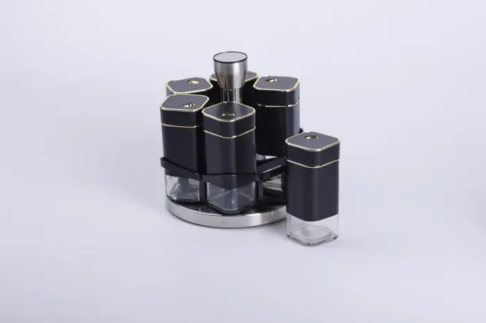 Набір баночок для спецій 6 шт на поставці по 120 мл карусель Чорний (HP-1308) - изображение 3