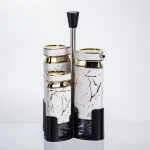 Набір баночок для спецій і рідких текстур 4 предмети на підставці білий мармур HP-1331 (HP-1331)