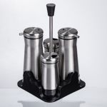 Набір баночок для спецій та рідких текстур 4 предмети на підставці, сталь HP-1346 (HP-1346)