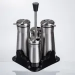 Набір баночок для спецій та рідких текстур 4 предмети на підставці, сталь HP-1346 (HP-1346)