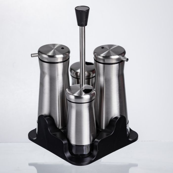Набір баночок для спецій та рідких текстур 4 предмети на підставці, сталь HP-1346 (HP-1346) - изображение 1