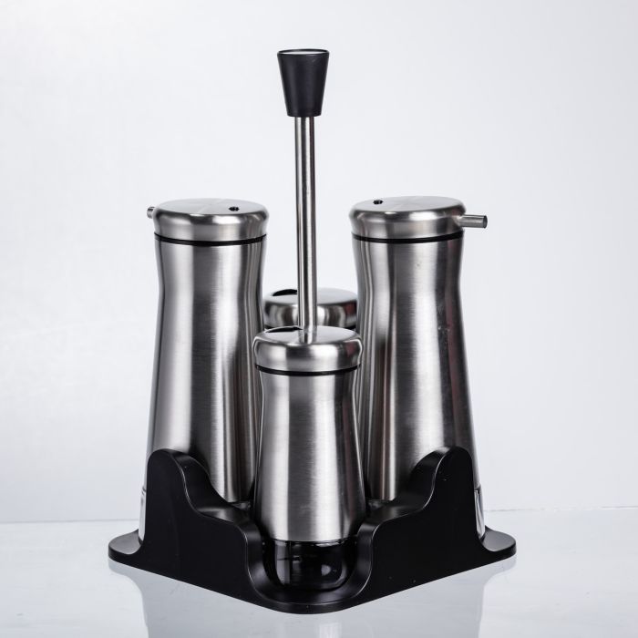 Набір баночок для спецій та рідких текстур 4 предмети на підставці, сталь HP-1346 (HP-1346) - изображение 2