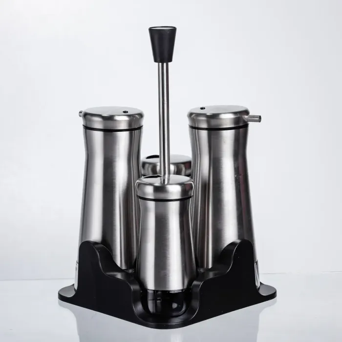 Набір баночок для спецій та рідких текстур 4 предмети на підставці, сталь HP-1346 (HP-1346) - зображення 2