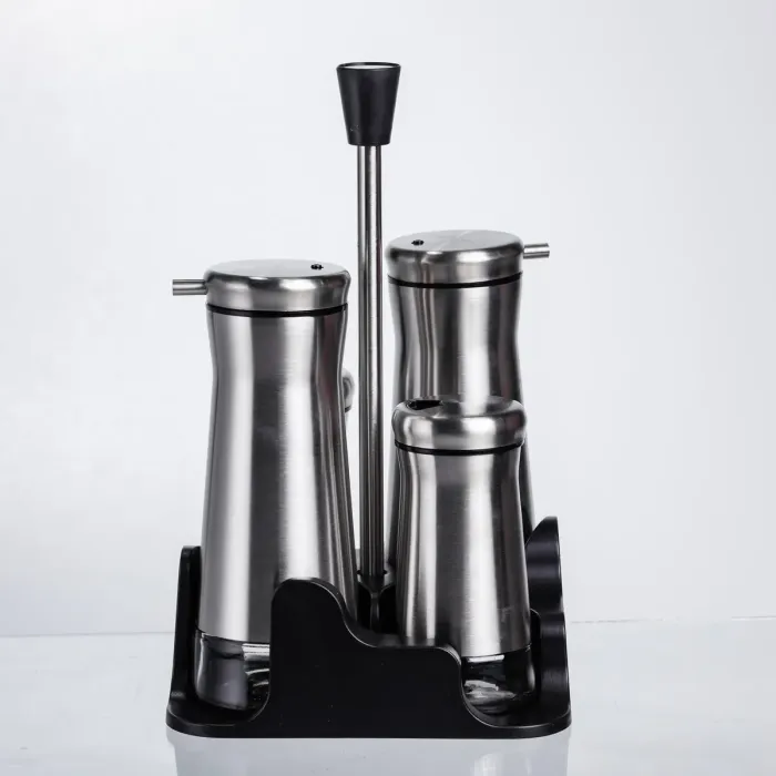 Набір баночок для спецій та рідких текстур 4 предмети на підставці, сталь HP-1346 (HP-1346) - зображення 3