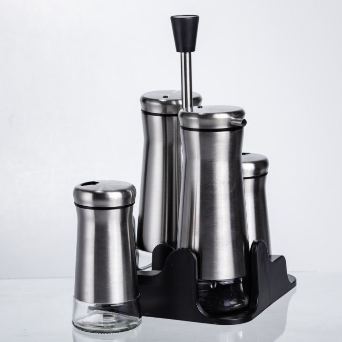 Набір баночок для спецій та рідких текстур 4 предмети на підставці, сталь HP-1346 (HP-1346) - изображение 4