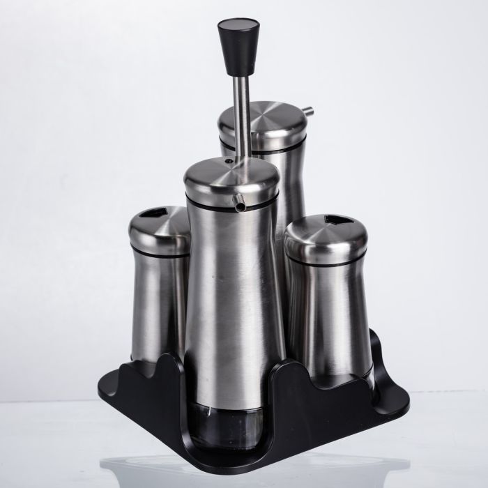 Набір баночок для спецій та рідких текстур 4 предмети на підставці, сталь HP-1346 (HP-1346) - изображение 5