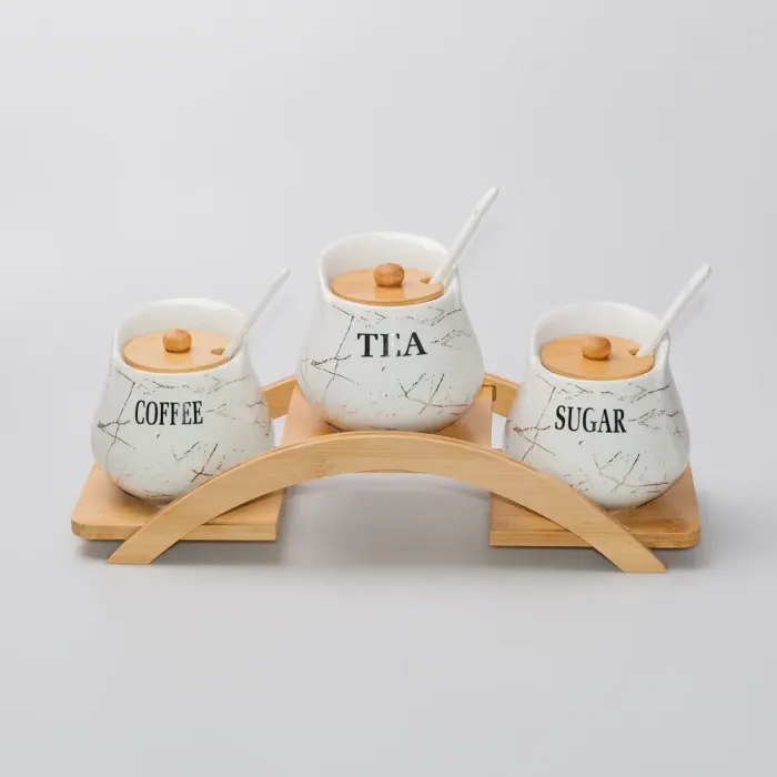 Набор из керамической баночки и ложки для чая/кофе объемом 500 мл. (HP-1214) - изображение 1