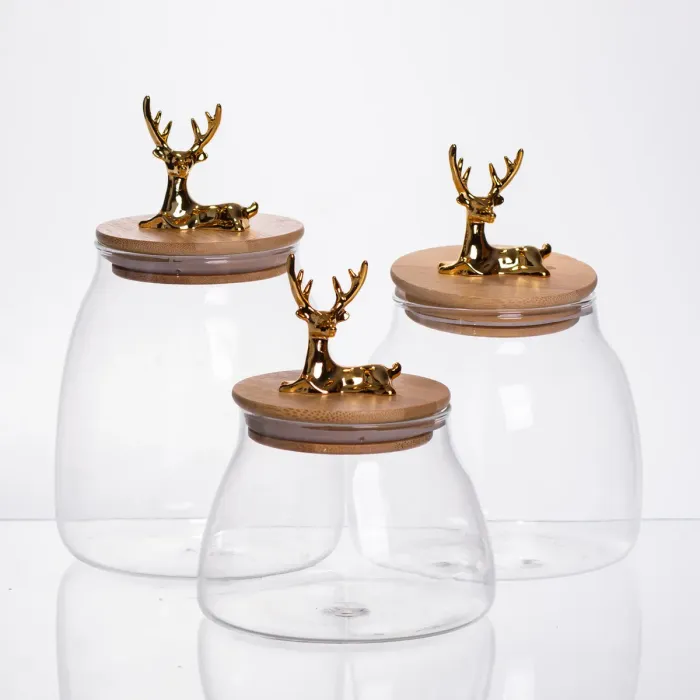 Набір банок для зберігання 3 штуки з бамбуковими кришками 0.5/08/1 л 64486-55 (64486-55) - зображення 1