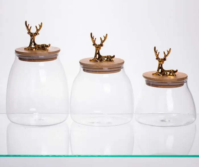 Набір банок для зберігання 3 штуки з бамбуковими кришками 0.5/08/1 л 64486-55 (64486-55) - зображення 2