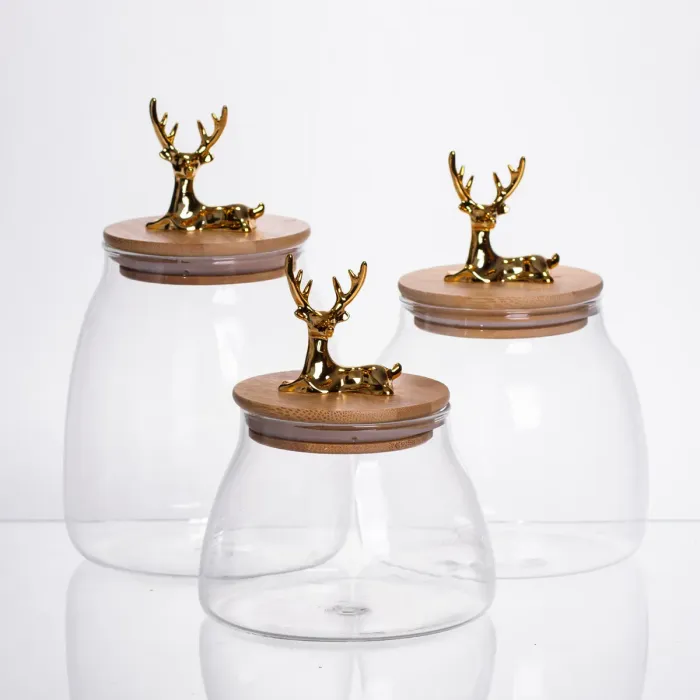 Набір банок для зберігання 3 штуки з бамбуковими кришками 0.5/08/1 л 64486-55 (64486-55) - зображення 3