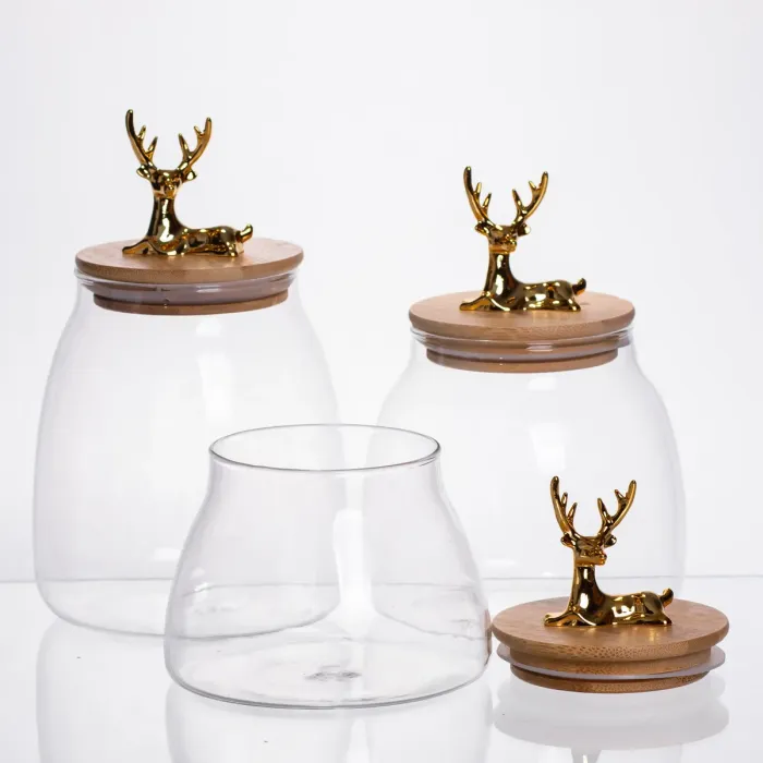 Набір банок для зберігання 3 штуки з бамбуковими кришками 0.5/08/1 л 64486-55 (64486-55) - зображення 4