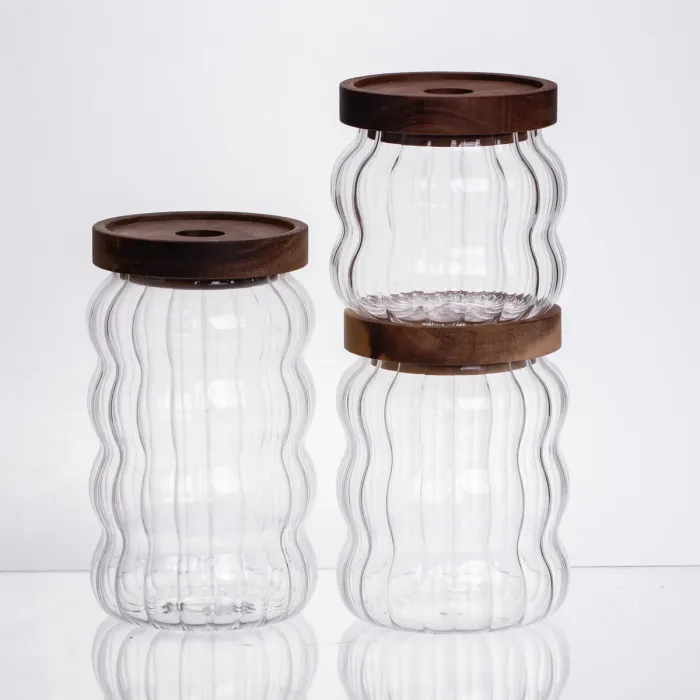 Набір банок для зберігання 3 штуки з бамбуковими кришками 400/600/800 мл 64486-14 (64486-14) - зображення 3