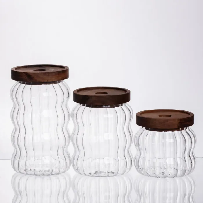 Набір банок для зберігання з бамбуковими кришками 400/600/800 мл 64486-13 (64486-13) - зображення 1