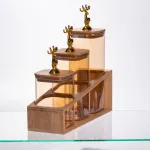 Набір банок для сипучих продуктів 3 штуки 700 мл/900 мл/110 мл на бамбуковій підставці 64486-58 (64486-58)