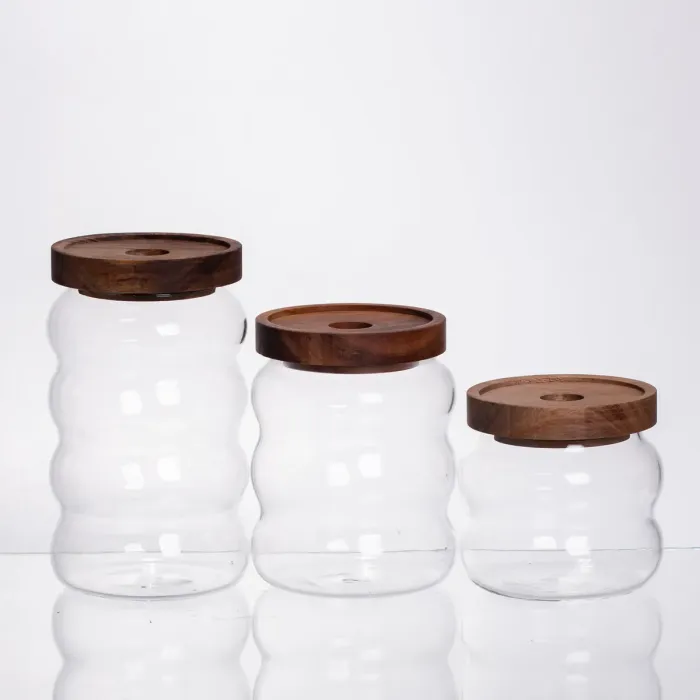 Набір банок для сипучих продуктів 3 штуки з бамбуковими кришками 400/600/800 мл 64486-12 (64486-12) - зображення 3