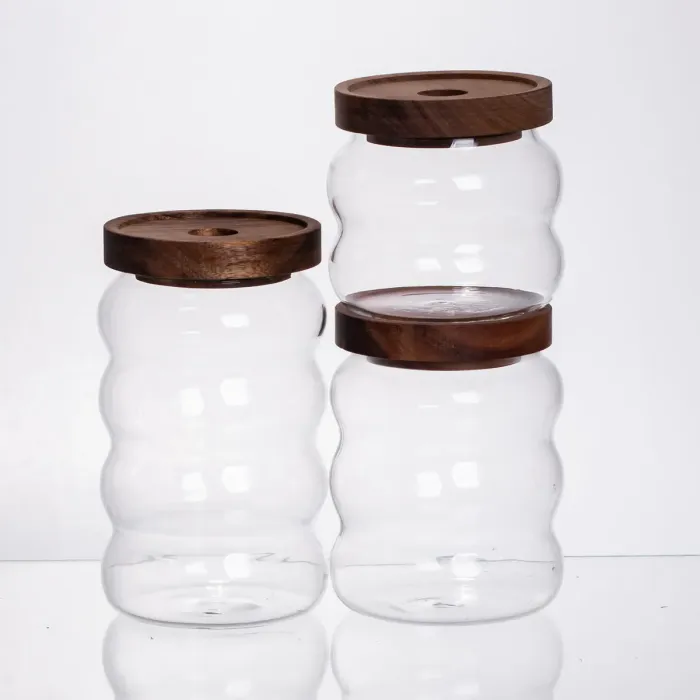 Набір банок для сипучих продуктів 3 штуки з бамбуковими кришками 400/600/800 мл 64486-12 (64486-12) - зображення 4