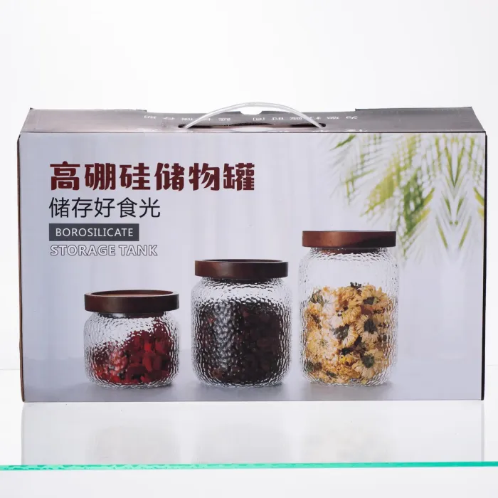 Набір банок для сипучих продуктів 3 штуки з бамбуковими кришками 400/600/800 мл 64486-12 (64486-12) - зображення 5