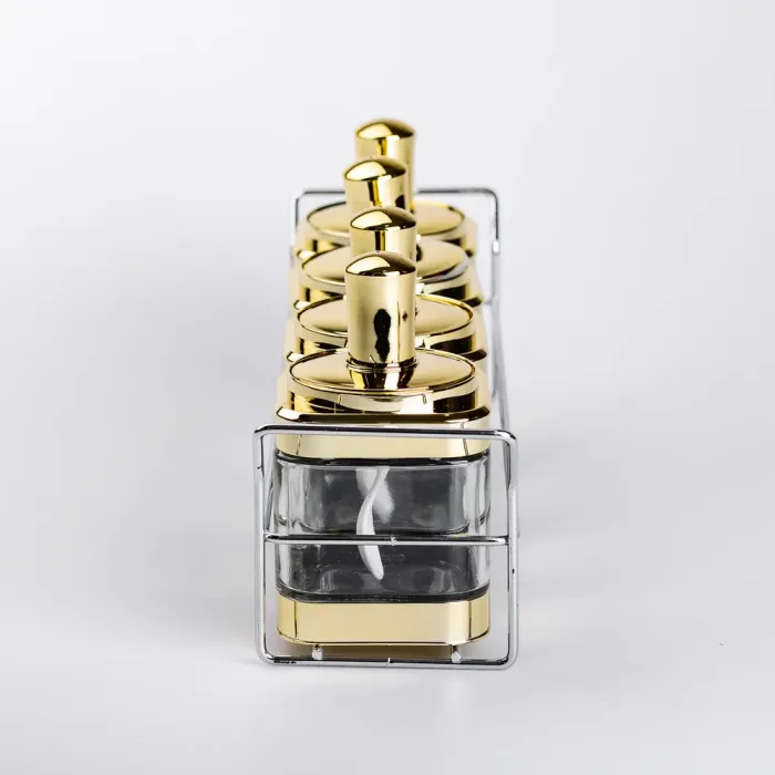 Набір банок для сипучих продуктів 4 штуки 350 мл скляні на металевій підставці (HP-1336) - зображення 3