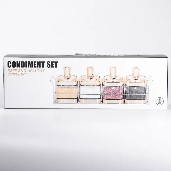 Набір банок для сипучих продуктів 4 штуки 350 мл скляні на металевій підставці (HP-1336) - зображення 8