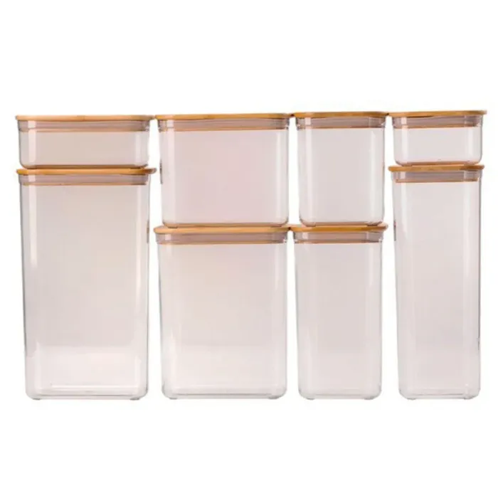 Набор банок для сыпучих продуктов 8 штук емкости с бамбуковой крышкой (HP-1303) - изображение 1