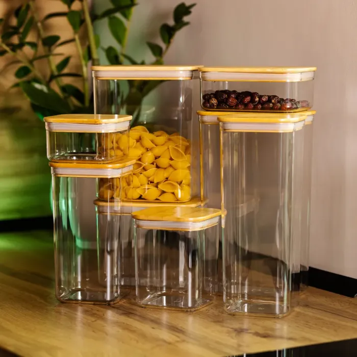 Набор банок для сыпучих продуктов 8 штук емкости с бамбуковой крышкой (HP-1303) - изображение 6