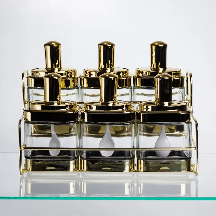 Набір банок для сипучих продуктів із ложкою 6 шт, золото HP-1337 (HP-1337) - зображення 5