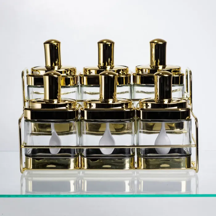 Набір банок для сипучих продуктів із ложкою 6 шт, золото HP-1337 (HP-1337) - зображення 8