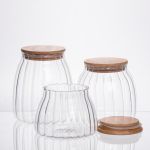Набір банок для сипучих продуктів скляні з бамбуковими кришками 3 штуки 0.5/0.8/1 л 64486-56 (64486-56)