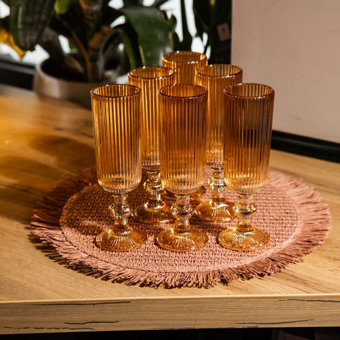 Набір келихів для шампанського 6 штук 160 мл на ніжці Коричневий Yiwu HP-19-200 (HP-19-200) - изображение 3