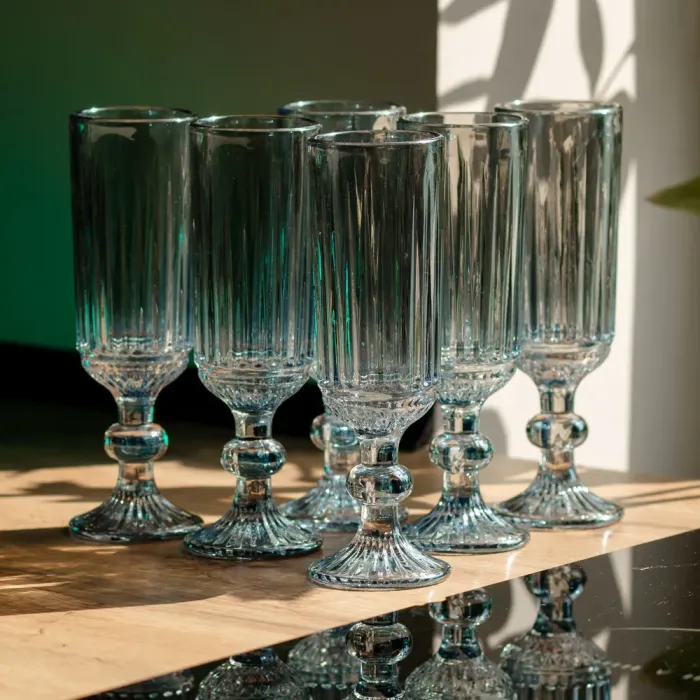 Набір келихів для шампанського 6 штук 160 мл Блакитний HP-19-67 (HP-19-67) - зображення 4