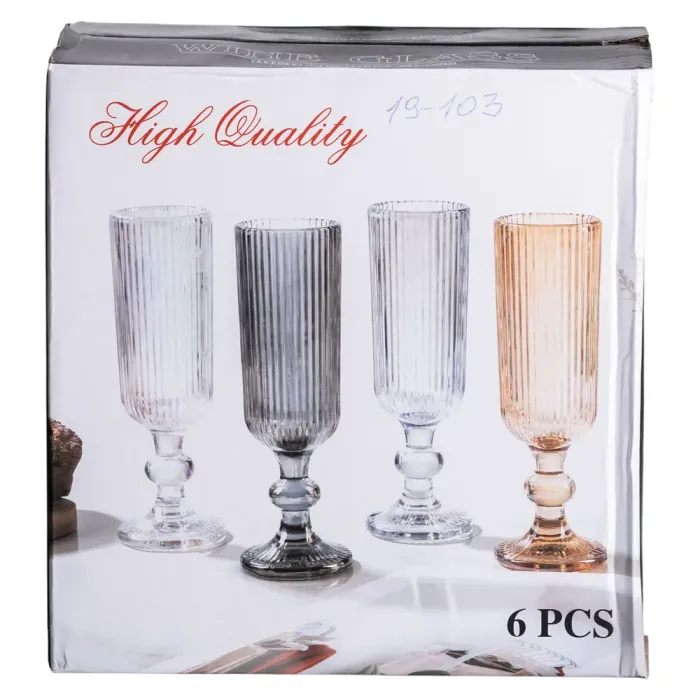 Набір келихів для шампанського 6 штук 160 мл скляні HP-19-103 (HP-19-103) - изображение 5