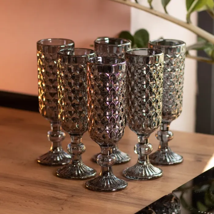 Набір келихів для шампанського 6 штук по 160 (мл) Сірий HP-19-115 (HP-19-115) - зображення 4