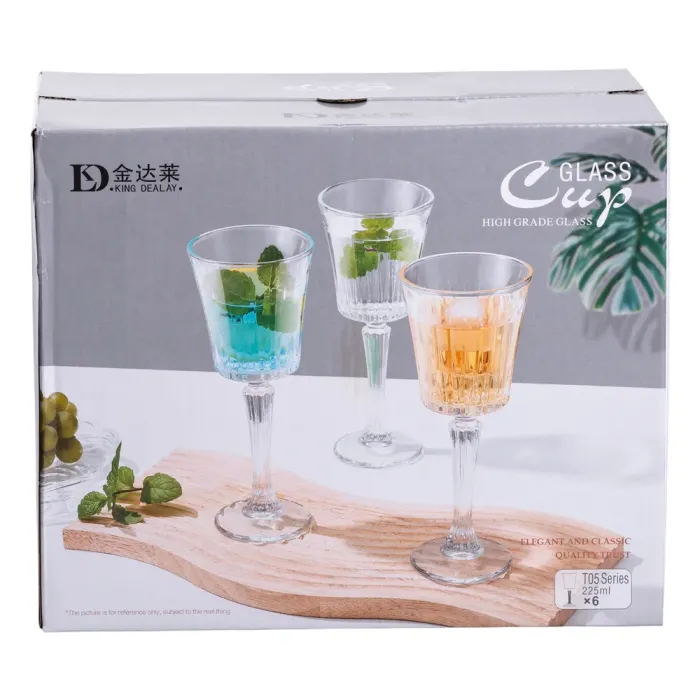 Набір келихів для вина 6 шт 225 мл на високій ніжці HP-19-128 (HP-19-128) - изображение 5