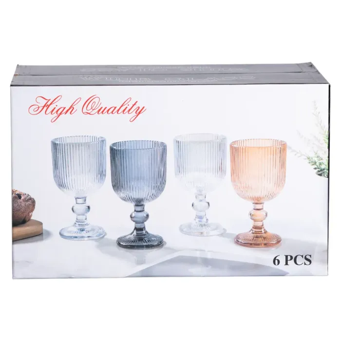Набір келихів для вина 6 шт по 220 мл на низькій ніжці Прозорий HP-19-104 (HP-19-104) - изображение 5