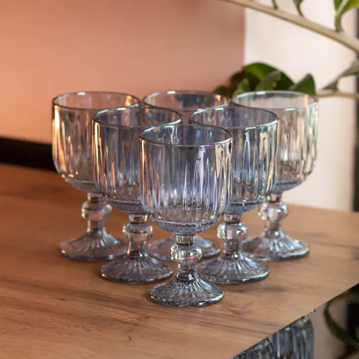 Набір келихів для вина 6 (шт) по 220 (мл) Блакитний HP-19-68 (HP-19-68) - зображення 4