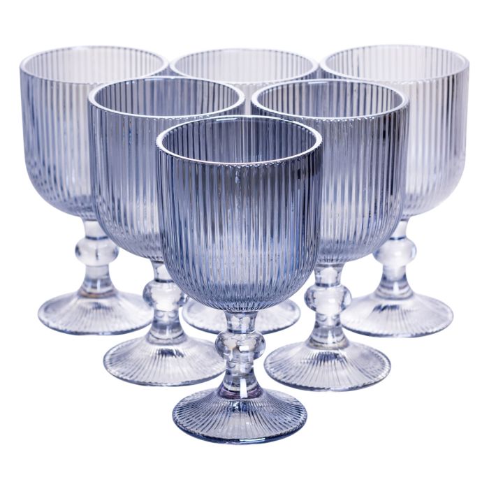 Набір келихів для вина 6 (шт) по келихи під вино 300 (мл) на ніжці келихи винні Блакитний HP7115BL (HP7115BL) - изображение 1