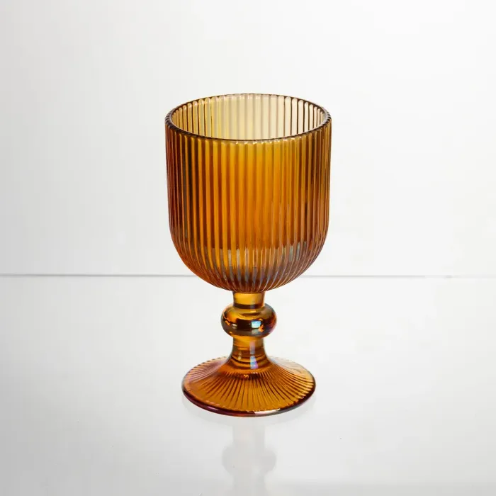 Набір келихів для вина 6 штук 240 мл на ніжці скляні Бурштиновий Yiwu HP-19-209 (HP-19-209) - зображення 2