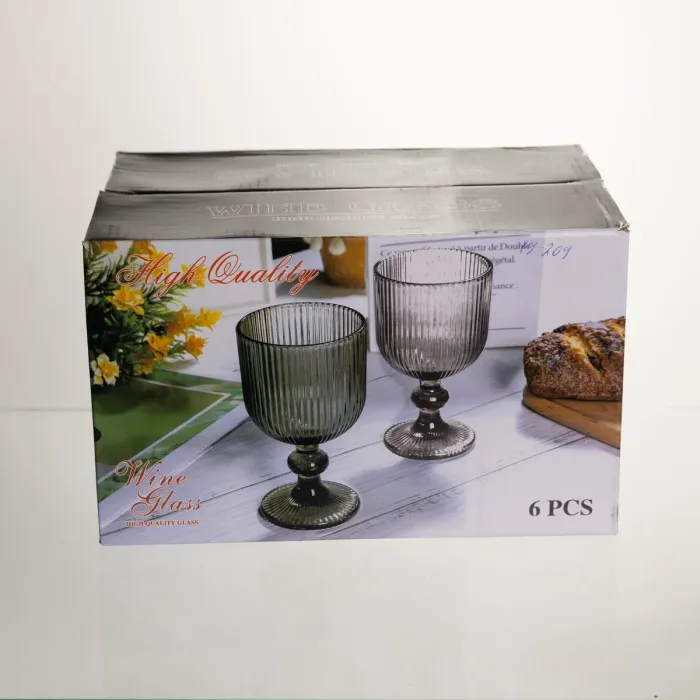 Набір келихів для вина 6 штук 240 мл на ніжці скляні Бурштиновий Yiwu HP-19-209 (HP-19-209) - зображення 4