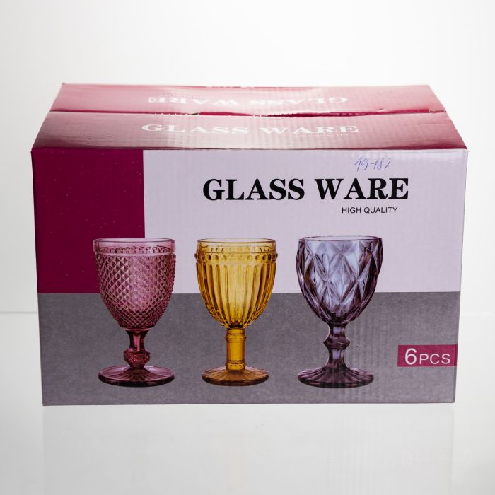 Набір келихів для вина 6 штук 240 мл винні келихи на ніжці скляні фужери для вина подарункові Сірий HP-19-182 (HP-19-182) - изображение 4