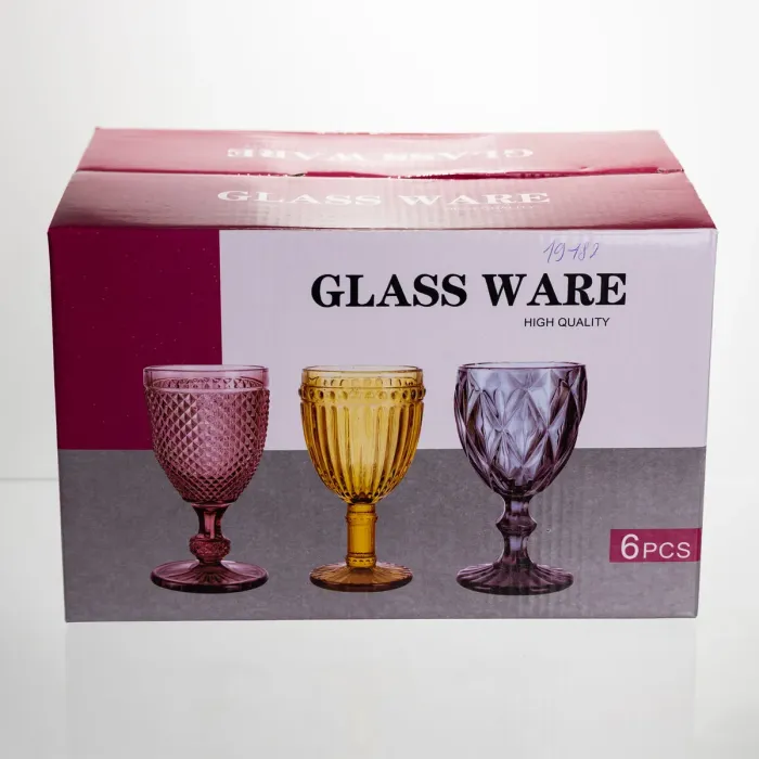 Набір келихів для вина 6 штук 240 мл винні келихи на ніжці скляні фужери для вина подарункові Сірий HP-19-182 (HP-19-182) - зображення 4