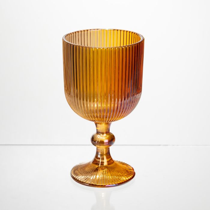 Набір келихів для вина 6 штук 300 мл на ніжці скляні Бурштиновий Yiwu HP-19-210 (HP-19-210) - изображение 2