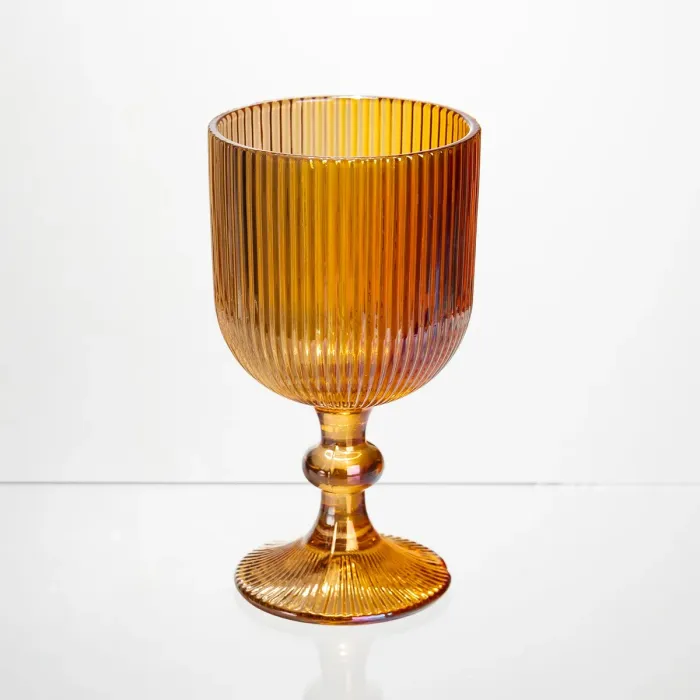 Набір келихів для вина 6 штук 300 мл на ніжці скляні Бурштиновий Yiwu HP-19-210 (HP-19-210) - изображение 2