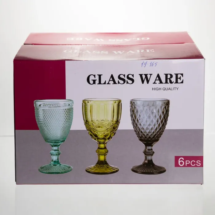 Набір келихів для вина 6 штук 340 мл винні келихи на ніжці скляні фужери для вина подарункові HP-19-165 (HP-19-165) - зображення 3