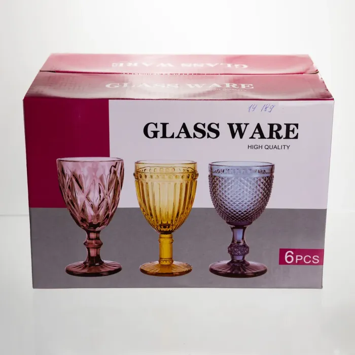 Набір келихів для вина 6 штук 340 мл на ніжці скляні Yiwu HP-19-189 (HP-19-189) - зображення 4