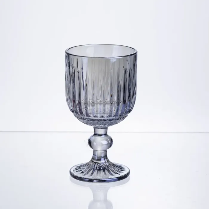 Набір келихів для вина 6 штук по 220 мл ребристих з товстого скла синій HP-19-238 (HP-19-238) - зображення 2