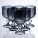 Набір келихів для вина 6 штук по 240 мл ребристих із товстого скла сірий HP-19-230 (HP-19-230)