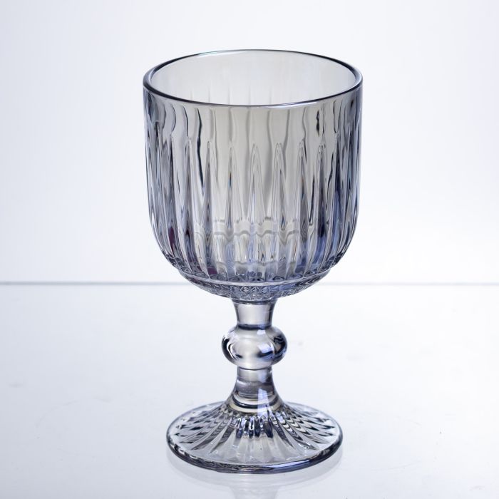 Набір келихів для вина 6 штук по 300 мл ребристих із товстого скла синій HP-19-237 (HP-19-237) - зображення 3